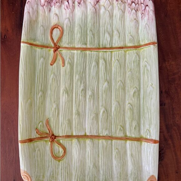 Vintage Majolica Asparagus Platter Serving Tray Olfaire Portugal Ceramic EVC - Picture 5 of 8